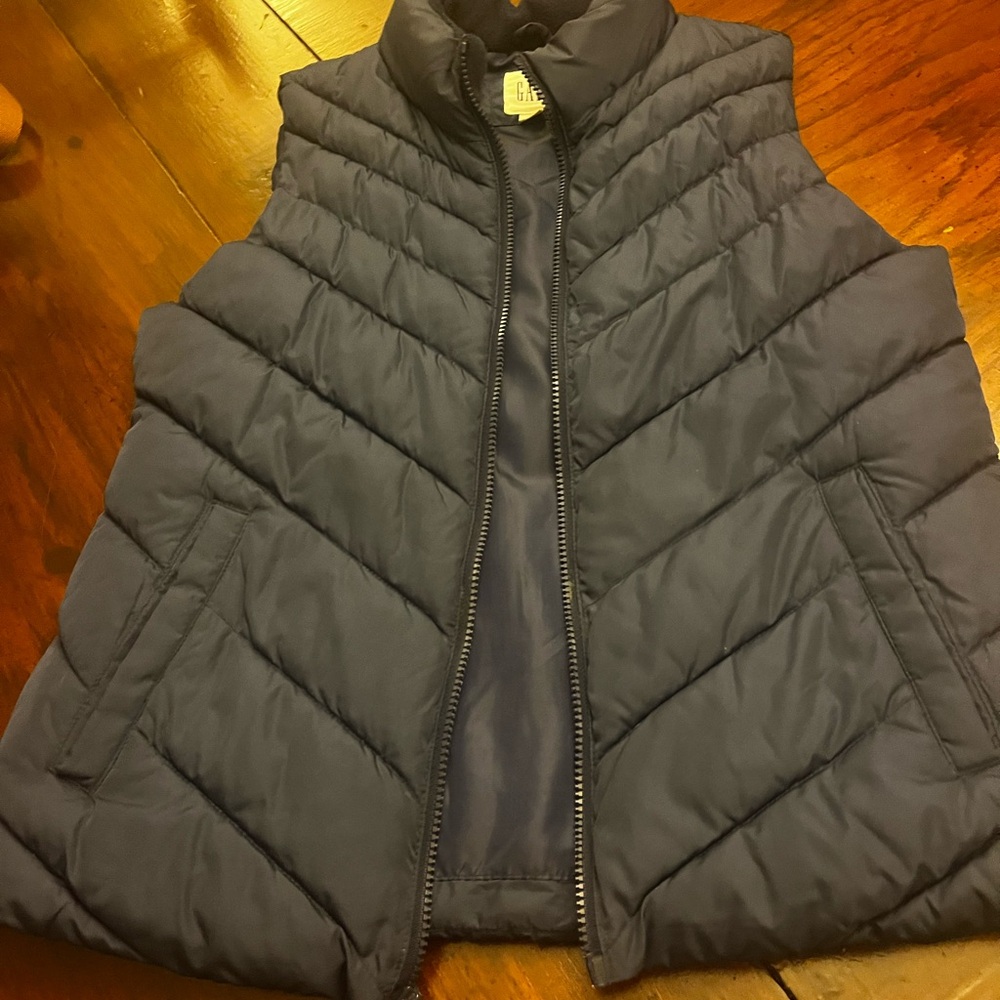 GAP Black Quilted Puffer Vest with High Collar